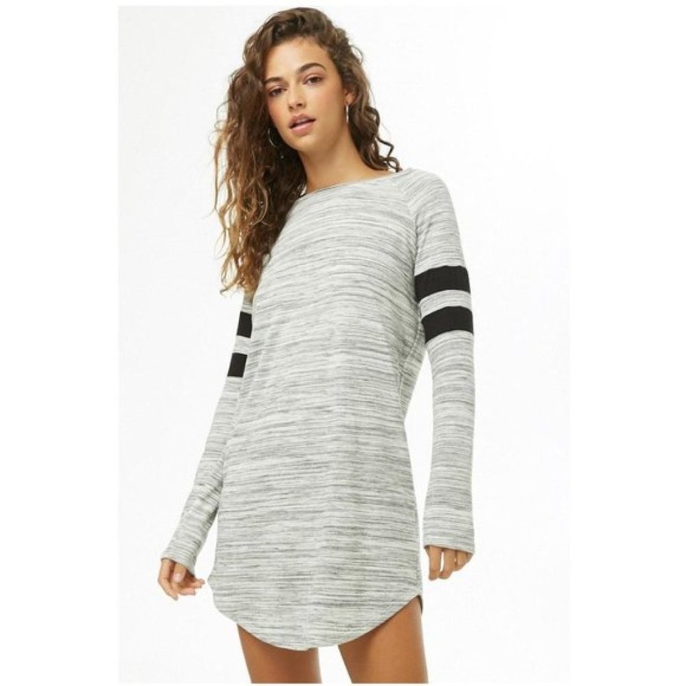 NWT!!  Forever 21 Black and White Marled Knit Varsity Dress  Size: Medium